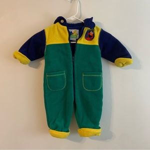 Sesame Street Baby Elmo Colorblock Fleece One Piece Hooded Romper 12M Winter